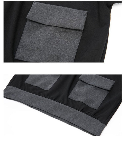 Contrast Panel Zip Collar Pullover